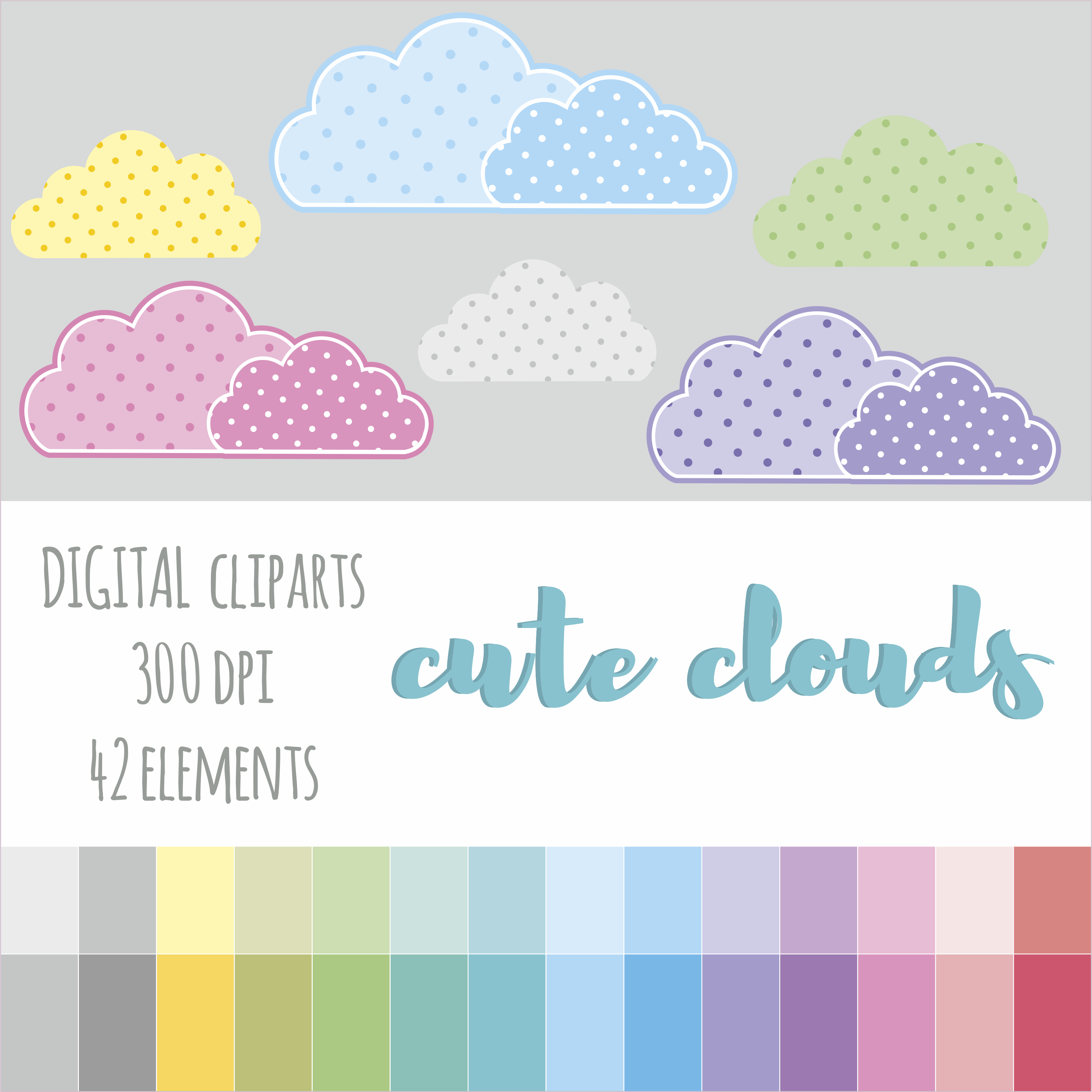 Digital Cloud Clipart for Creative Projects