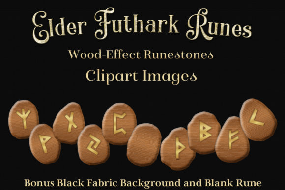 Elder Futhark Runes Clipart - Wooden Runestones