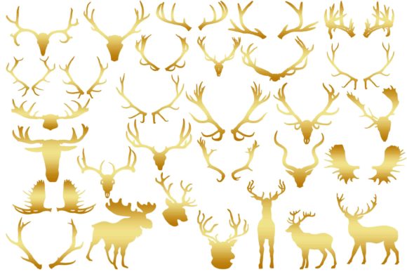 Gold Antlers Clipart for Creative Projects