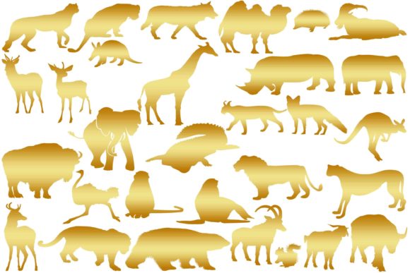 Gold Wild Animal Silhouettes