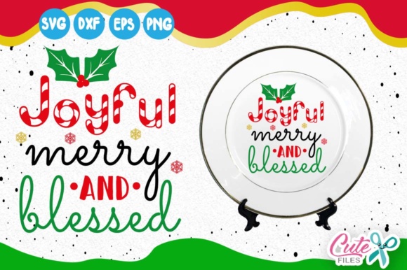 Joyful Merry and Blessed, Candy Cane, Holly Leaves