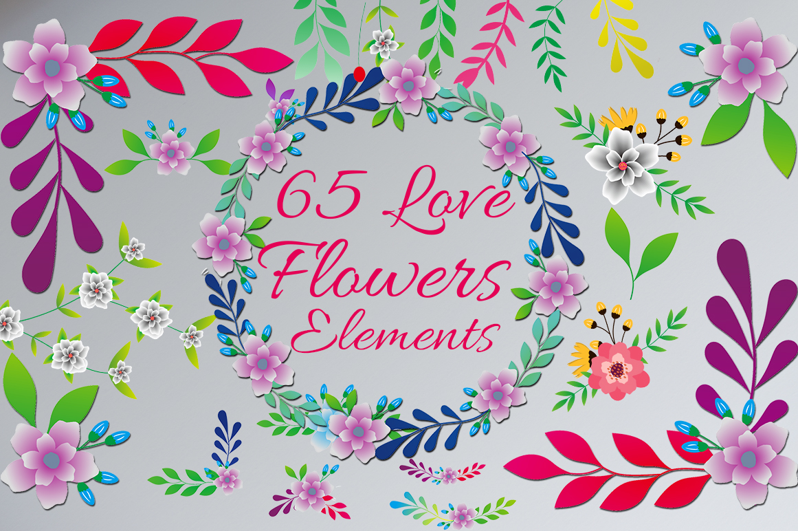 Love Flowers 65 Elements: A Versatile Resource for Designers and Creators