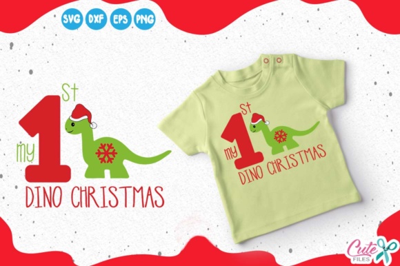 My 1st Christmas, Dinosaur with Santa Hat