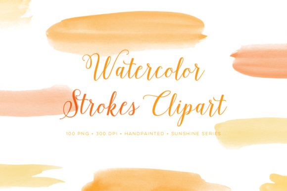 Orange Watercolor Brush Strokes Clip Art Graphics