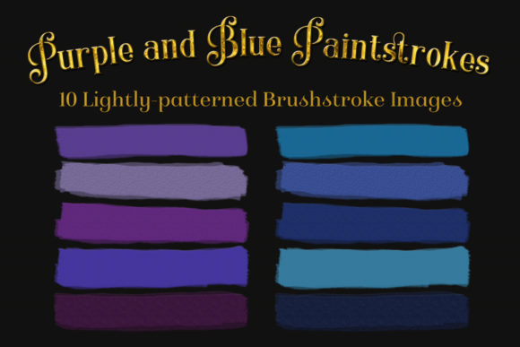 Purple and Blue Paintstrokes - 10 Lightly-Patterned Brushstroke Images