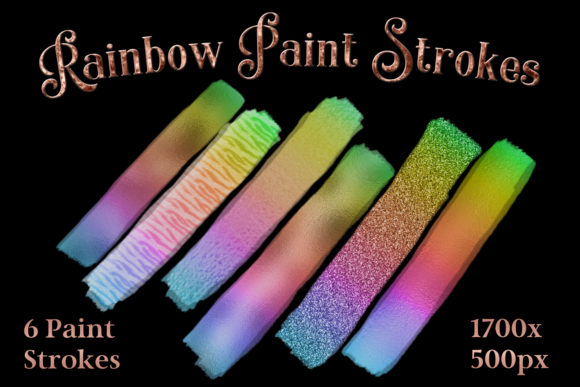 Rainbow Paint Strokes - Set of 6 Brushstroke Images