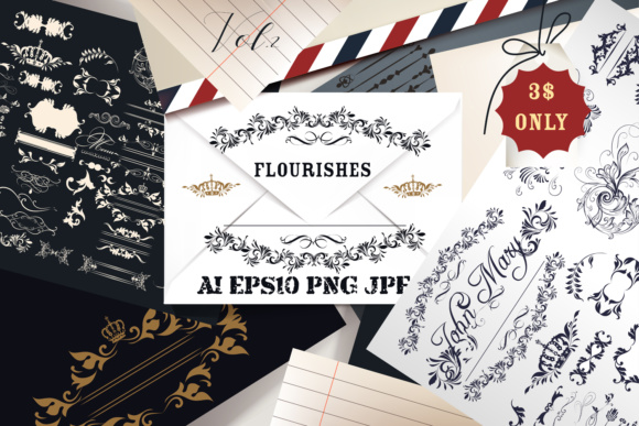 Set of Vintage Flourishes: A Timeless Design Asset for Creative Projects