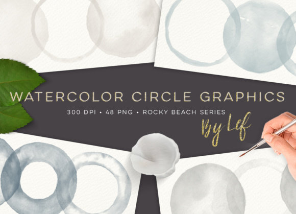 Watercolor Circles - Round Clip Art Graphics in Neutral Colors