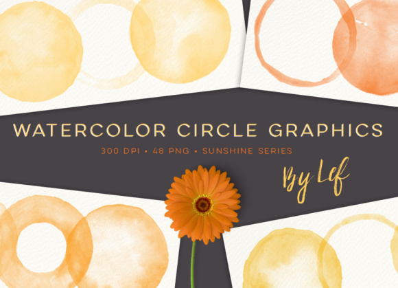 Watercolor Round Graphics Orange and Sunny