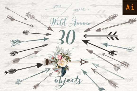 Wild Arrow Vector Clipart Set: A Bohemian-Inspired Design Resource for Creative Professionals